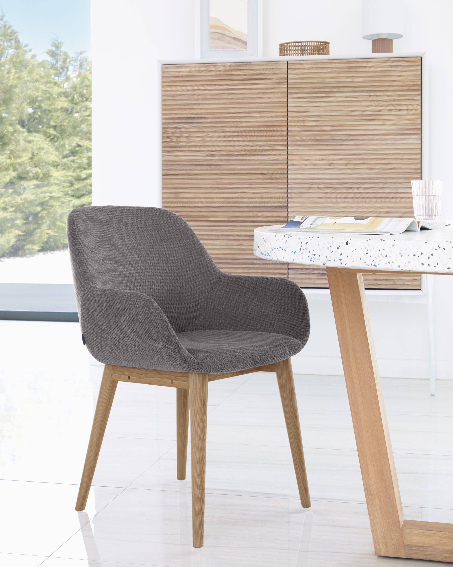 Konna Dining Chair Grey with Timber Legs