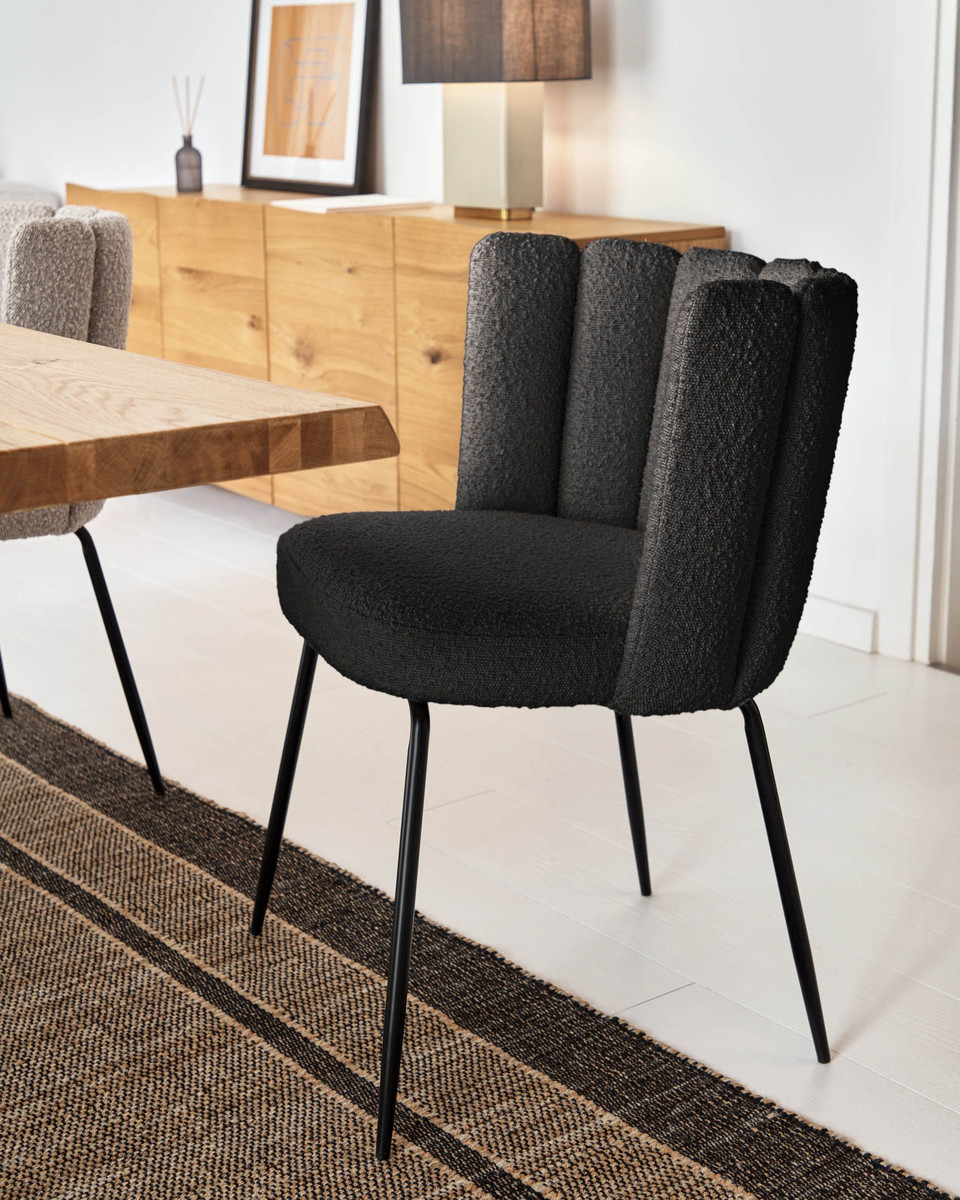 Aniela Dining Chair Black Boucle