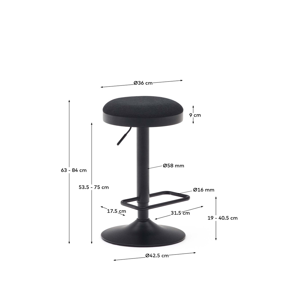 Zaib Barstool Black