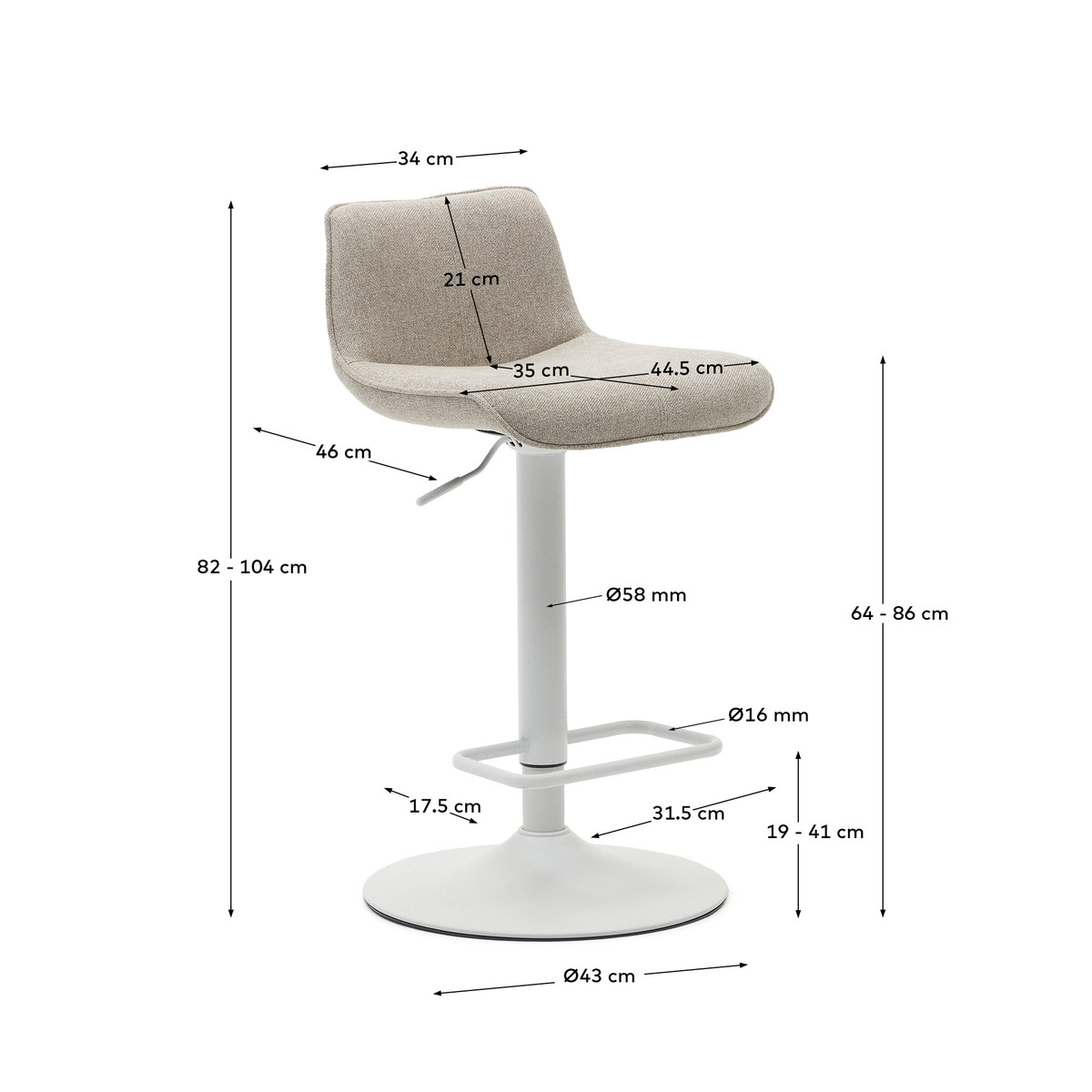 Zenda Barstool Beige/White